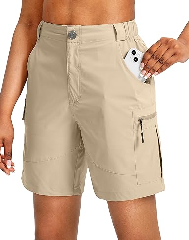 Women's 7" Hiking Cargo Shorts with Pockets Quick Dry Lightweight Shorts for Women Golf Casual