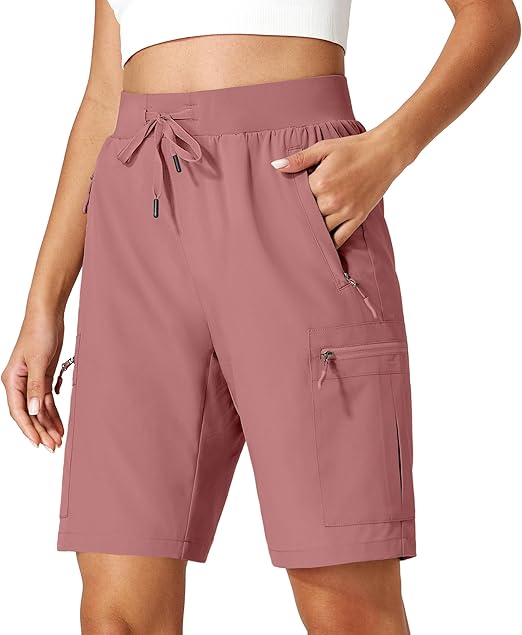 Women's Hiking Cargo Shorts Quick Dry Lightweight Summer Shorts with Zipper Pockets for Travel Golf Camping