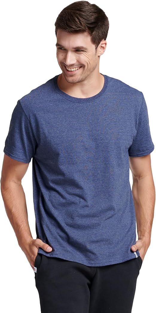 Athletic Men's Dri-Power Cotton Blend Short Sleeve Tees, Moisture Wicking, Odor Protection, UPF
