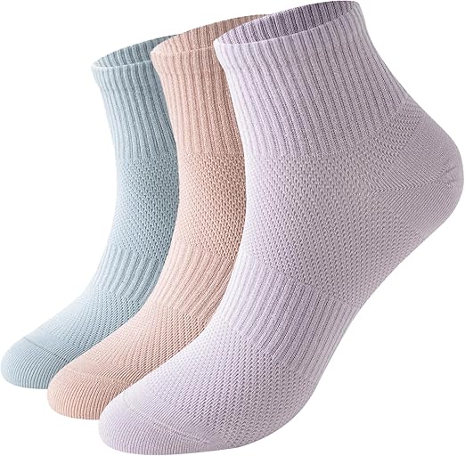 Women's Cotton Crew Socks-Breathable, Moisture-Wicking,Casual&Athletic Wear|Soft Calf Socks with Arch Support