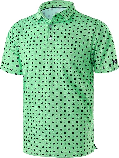 Mens Golf Polo Shirts Short Sleeve Dry Fit Performance Moisture Wicking Casual Print Collared Golf Shirts for Men