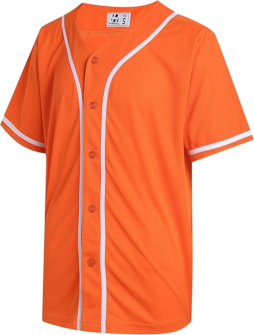 Pullonsy Blank Baseball Jersey for Men Women Full Button Up Short Sleeves Shirts Hip Hop Hipster Sports Uniforms