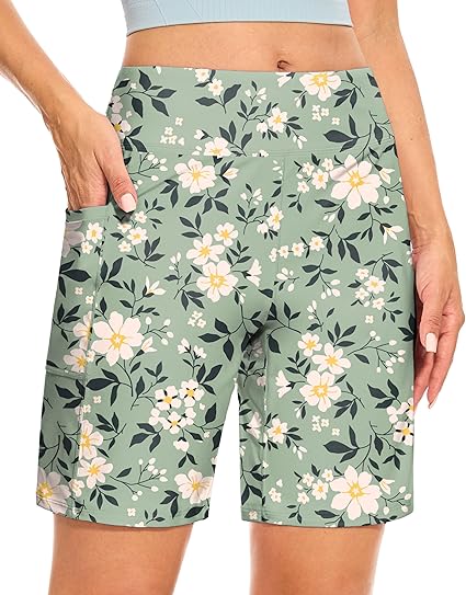 Women's 7 Shorts with Pockets High Waisted Stretch Athletic Long Shorts for Women Workout Casual