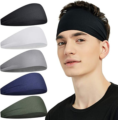 Moisture Wicking Workout Headband, Sweatband Headbands for Running,Cycling,Football,Yoga,Hairband for Women and Men