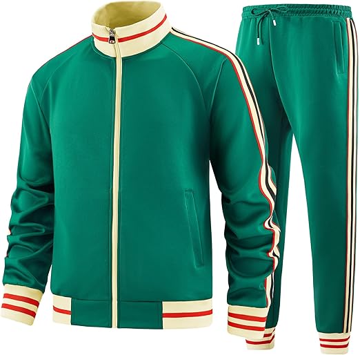 Men Track Suits Sets Long Sleeve Full-zip Sweatsuit Active Jackets and Pants 2 Piece Outfits