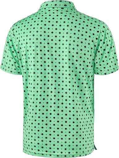 Mens Golf Polo Shirts Short Sleeve Dry Fit Performance Moisture Wicking Casual Print Collared Golf Shirts for Men