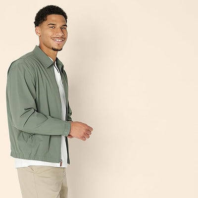 Essentials Men's Relaxed-Fit Lightweight Stretch Zip-Up Bomber Jacket