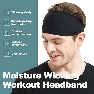 Mens Stretchy Headband for Football,Cycling,Basketball,Yoga,Fitness Workout Unisex Quick-Dry Sweatband