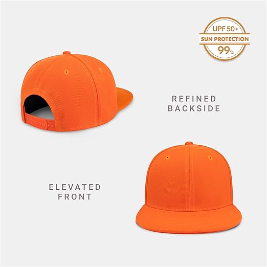 Flat Bill Visor Classic Snapback Hat Blank Adjustable Brim High Top End Trendy Color Style Plain Tone Baseball Cap
