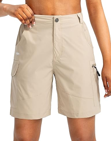 Women's 7" Hiking Cargo Shorts with Pockets Quick Dry Lightweight Shorts for Women Golf Casual