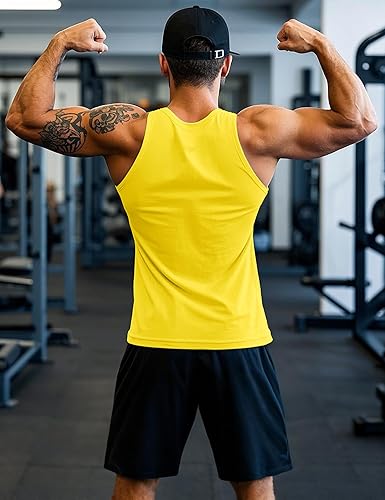 Mens Workout Tank Tops Undershirt Cotton Muscle Athletic Sleeveless Shirts for Gym