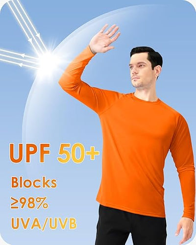 Men's UPF 50+ Sun Protection UV SPF Shirts Long Sleeve Lightweight Quick Dry Swim T-Shirts Rash Guard