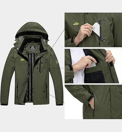 MAGCOMSEN Men's Lightweight Windbreaker Rain Jacket Raincoat with Detachable Hood for Hiking Fishing Activewear