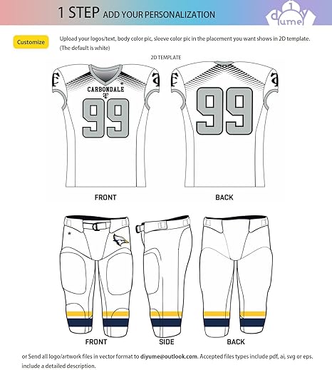 Custom Unisex Adult Youth Logo Color Football Uniform - Includes Jersey & Pants