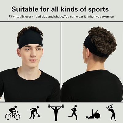 Moisture Wicking Workout Headband, Sweatband Headbands for Running,Cycling,Football,Yoga,Hairband for Women and Men