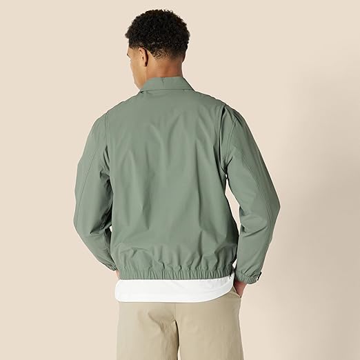 Essentials Men's Relaxed-Fit Lightweight Stretch Zip-Up Bomber Jacket