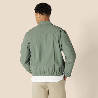 Essentials Men's Relaxed-Fit Lightweight Stretch Zip-Up Bomber Jacket