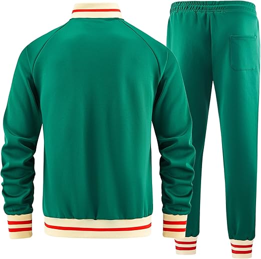 Men Track Suits Sets Long Sleeve Full-zip Sweatsuit Active Jackets and Pants 2 Piece Outfits