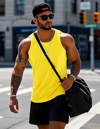 Mens Workout Tank Tops Undershirt Cotton Muscle Athletic Sleeveless Shirts for Gym
