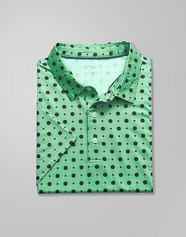 Mens Golf Polo Shirts Short Sleeve Dry Fit Performance Moisture Wicking Casual Print Collared Golf Shirts for Men