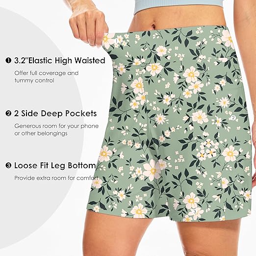 Women's 7 Shorts with Pockets High Waisted Stretch Athletic Long Shorts for Women Workout Casual