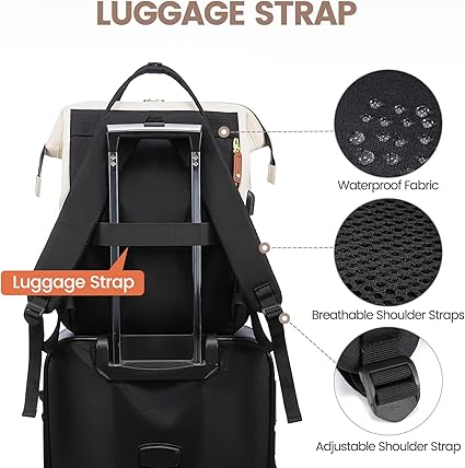 Laptop Backpack for Women, 15.6 Inch Work Business Backpacks Purse with USB Port, Large Capacity Nurse Bag College Bookbag for School, Waterproof Casual Daypack for Travel
