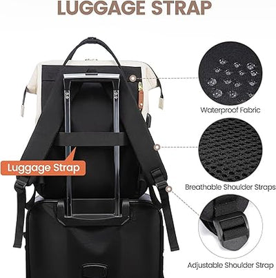 Laptop Backpack for Women, 15.6 Inch Work Business Backpacks Purse with USB Port, Large Capacity Nurse Bag College Bookbag for School, Waterproof Casual Daypack for Travel