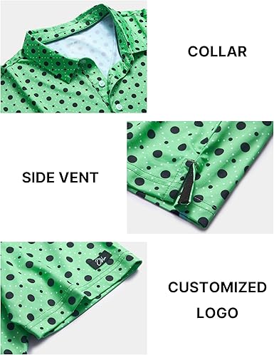 Mens Golf Polo Shirts Short Sleeve Dry Fit Performance Moisture Wicking Casual Print Collared Golf Shirts for Men