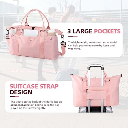 TOPBAG Travel Duffle Bag, Waterproof Weekender Bag Carry On Tote Bags for Women, Duffel Bag Sport Gym Bag for Men, Hospital Bag for Labor and Delivery, Overnight Bag Luggage Bag with Trolley Sleeve