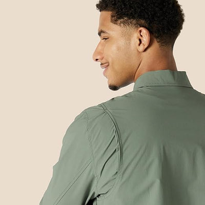 Essentials Men's Relaxed-Fit Lightweight Stretch Zip-Up Bomber Jacket