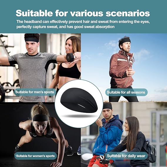 Mens Stretchy Headband for Football,Cycling,Basketball,Yoga,Fitness Workout Unisex Quick-Dry Sweatband