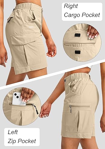 Women's 7" Hiking Cargo Shorts with Pockets Quick Dry Lightweight Shorts for Women Golf Casual