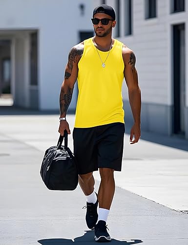 Mens Workout Tank Tops Undershirt Cotton Muscle Athletic Sleeveless Shirts for Gym