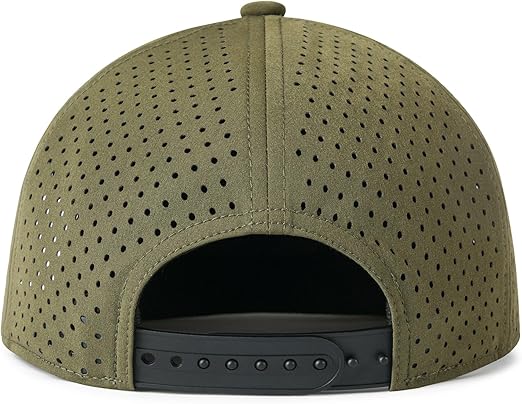 Men Flat Brim Adjustable Performance Hat Snapback Laser Perforated Baseball Cap