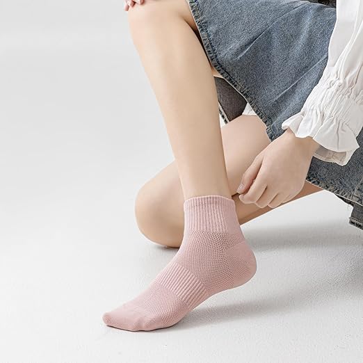 Women's Cotton Crew Socks-Breathable, Moisture-Wicking,Casual&Athletic Wear|Soft Calf Socks with Arch Support