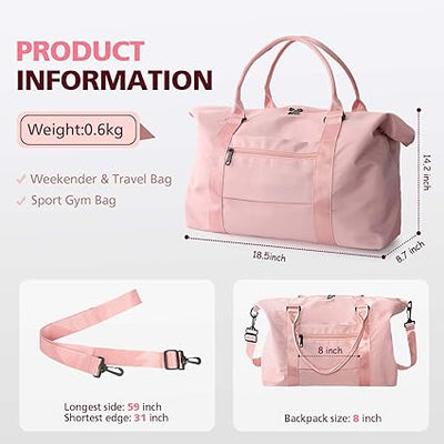 TOPBAG Travel Duffle Bag, Waterproof Weekender Bag Carry On Tote Bags for Women, Duffel Bag Sport Gym Bag for Men, Hospital Bag for Labor and Delivery, Overnight Bag Luggage Bag with Trolley Sleeve