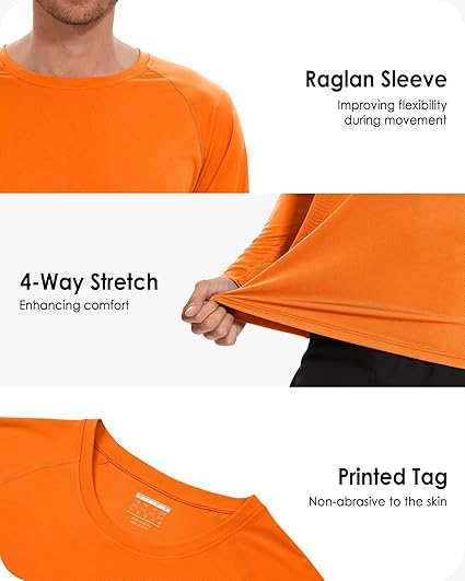 Men's UPF 50+ Sun Protection UV SPF Shirts Long Sleeve Lightweight Quick Dry Swim T-Shirts Rash Guard