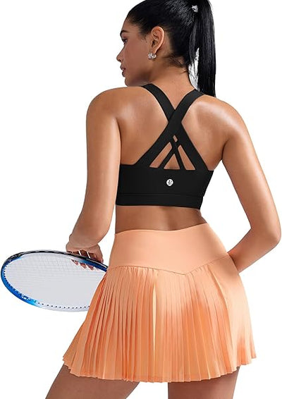 RUNNING GIRL Sports Bra for Women, Criss-Cross Back Padded Strappy Sports Bras Medium Support Yoga Bra with Removable Cups