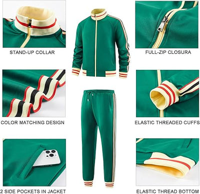 Men Track Suits Sets Long Sleeve Full-zip Sweatsuit Active Jackets and Pants 2 Piece Outfits