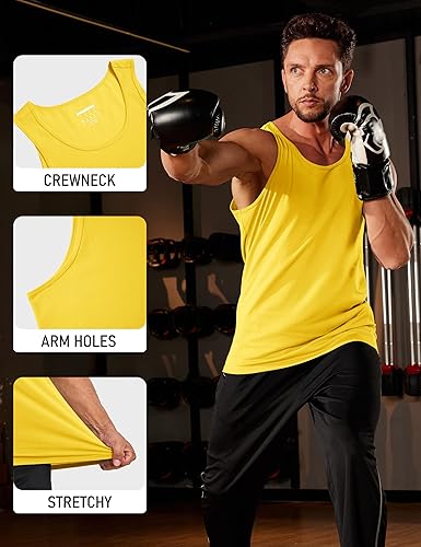 Mens Workout Tank Tops Undershirt Cotton Muscle Athletic Sleeveless Shirts for Gym