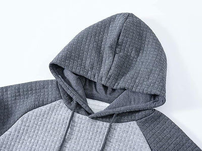 Men's Pullover Hoodies Plaid Jacquard Long Sleeve Drawstring Hipster Casual Hooded Sweatshirts with Kanga Pockets