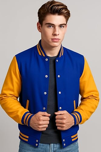 Men's Imperial Blue Varsity Jacket I High School Varsity Letterman Jacket I Bomber Style Baseball Jackets