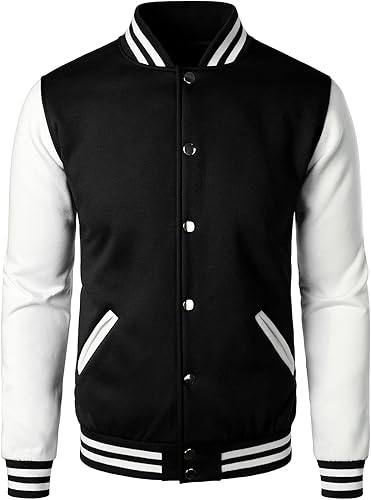 HOOD CREW Man’s Varsity Baseball Jacket Cotton Blend Letterman Jackets