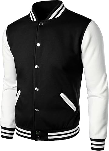 HOOD CREW Man’s Varsity Baseball Jacket Cotton Blend Letterman Jackets