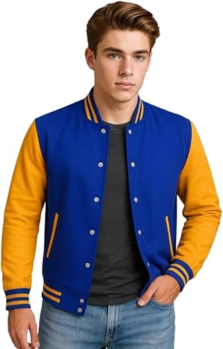 Men's Imperial Blue Varsity Jacket I High School Varsity Letterman Jacket I Bomber Style Baseball Jackets