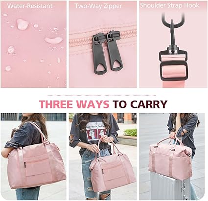 TOPBAG Travel Duffle Bag, Waterproof Weekender Bag Carry On Tote Bags for Women, Duffel Bag Sport Gym Bag for Men, Hospital Bag for Labor and Delivery, Overnight Bag Luggage Bag with Trolley Sleeve