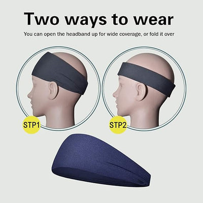 Moisture Wicking Workout Headband, Sweatband Headbands for Running,Cycling,Football,Yoga,Hairband for Women and Men