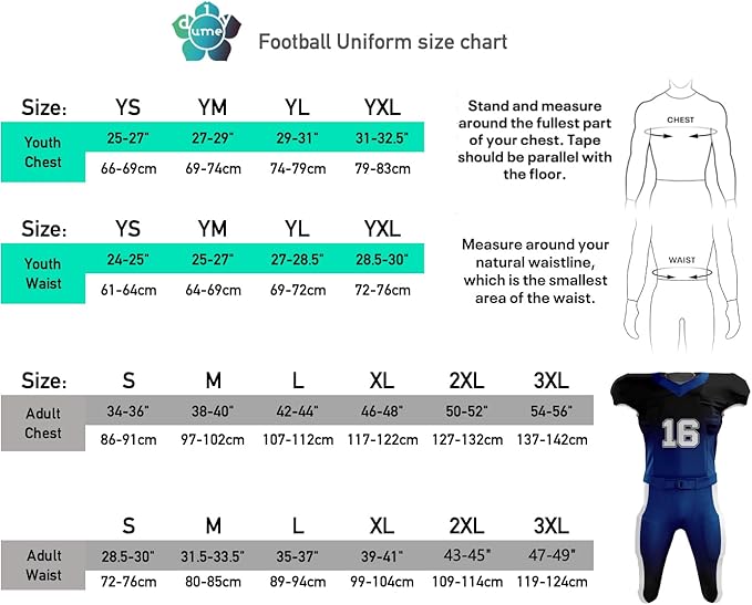Custom Unisex Adult Youth Logo Color Football Uniform - Includes Jersey & Pants