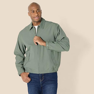 Essentials Men's Relaxed-Fit Lightweight Stretch Zip-Up Bomber Jacket
