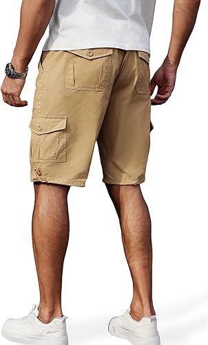 Men's Cargo Shorts with Multi-Pockets | Elastic Waist Cotton Relaxed Fit | 2025 Summer Casual